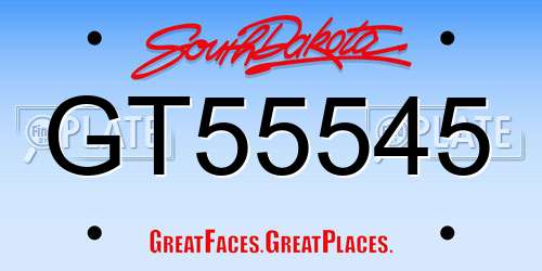 GT55545 South Dakota License Plate
