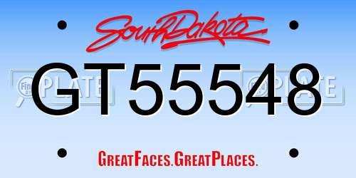 GT55548 South Dakota License Plate