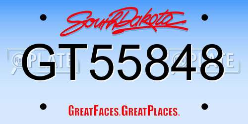 GT55848 South Dakota License Plate