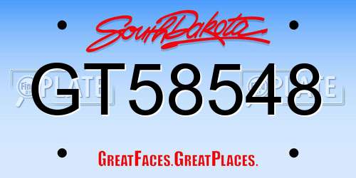 GT58548 South Dakota License Plate