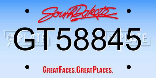 GT58845 South Dakota License Plate