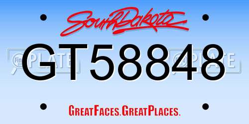 GT58848 South Dakota License Plate