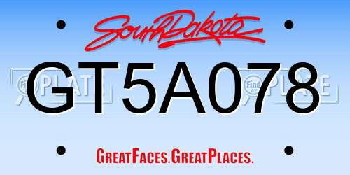 GT5A078 South Dakota License Plate