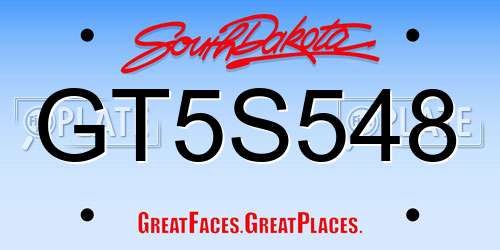 GT5S548 South Dakota License Plate