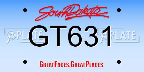 GT631 South Dakota License Plate