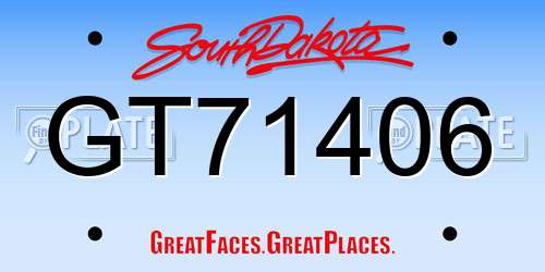 GT71406 South Dakota License Plate