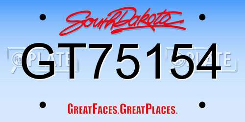 GT75154 South Dakota License Plate
