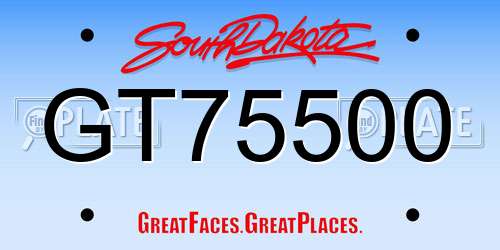 GT75500 South Dakota License Plate