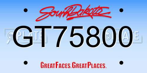GT75800 South Dakota License Plate