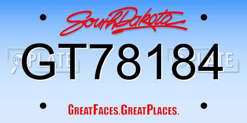 GT78184 South Dakota License Plate