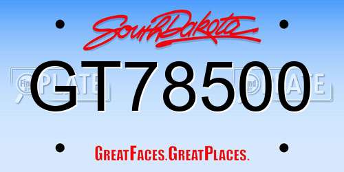GT78500 South Dakota License Plate