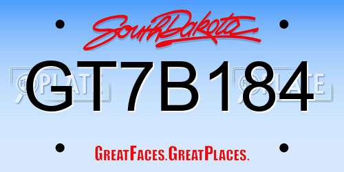 GT7B184 South Dakota License Plate