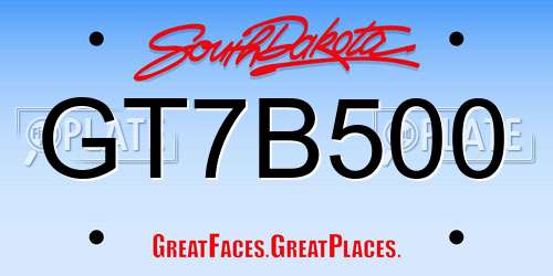 GT7B500 South Dakota License Plate