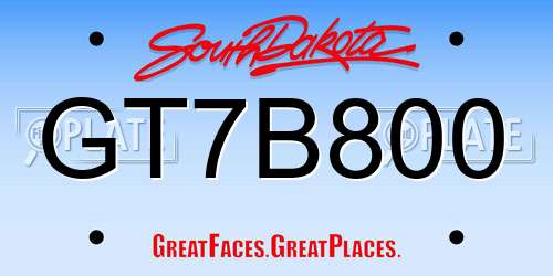 GT7B800 South Dakota License Plate