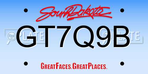GT7Q9B South Dakota License Plate