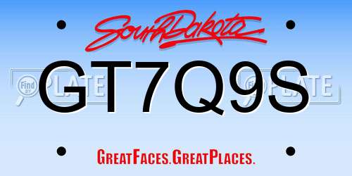 GT7Q9S South Dakota License Plate