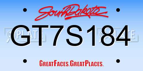 GT7S184 South Dakota License Plate
