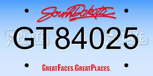 GT84025 South Dakota License Plate