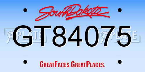 GT84075 South Dakota License Plate