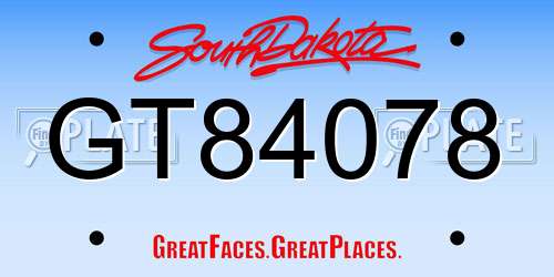 GT84078 South Dakota License Plate