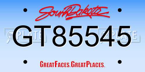 GT85545 South Dakota License Plate