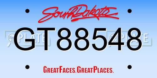 GT88548 South Dakota License Plate