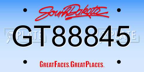 GT88845 South Dakota License Plate