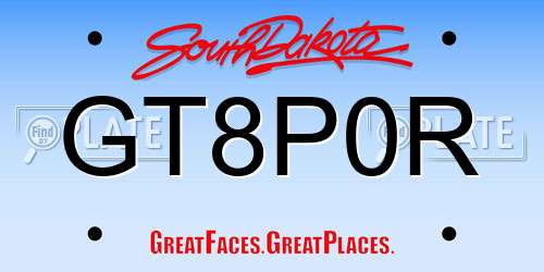 GT8P0R South Dakota License Plate