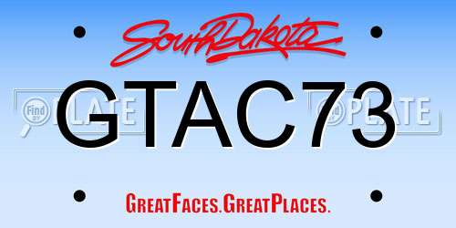 GTAC73 South Dakota License Plate