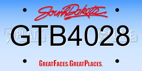 GTB4028 South Dakota License Plate