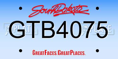 GTB4075 South Dakota License Plate