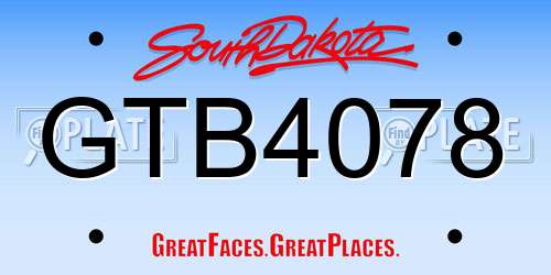 GTB4078 South Dakota License Plate