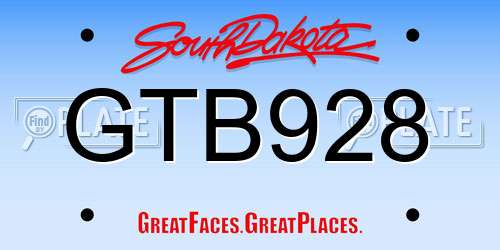 GTB928 South Dakota License Plate