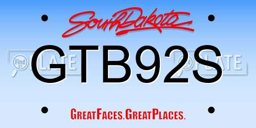 GTB92S South Dakota License Plate