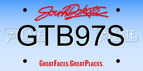 GTB97S South Dakota License Plate
