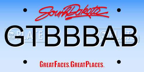GTBBBAB South Dakota License Plate
