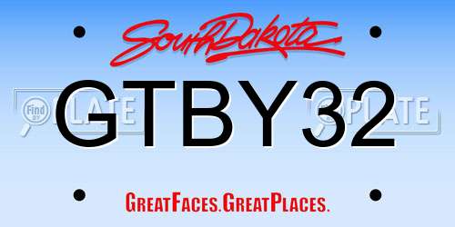 GTBY32 South Dakota License Plate