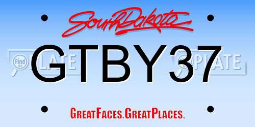 GTBY37 South Dakota License Plate
