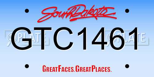 GTC1461 South Dakota License Plate