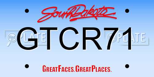 GTCR71 South Dakota License Plate