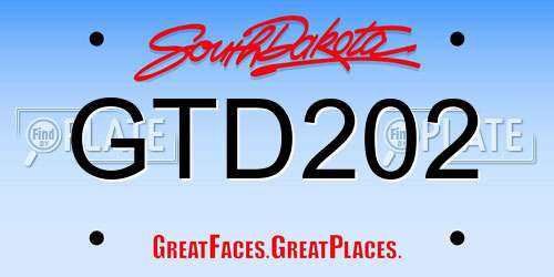 GTD202 South Dakota License Plate