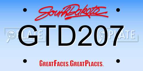 GTD207 South Dakota License Plate