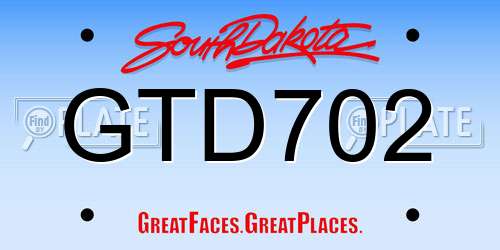 GTD702 South Dakota License Plate