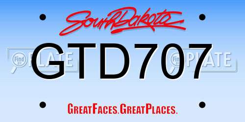 GTD707 South Dakota License Plate