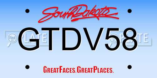 GTDV58 South Dakota License Plate