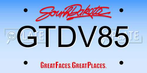 GTDV85 South Dakota License Plate