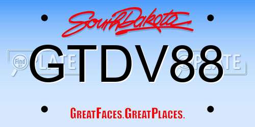 GTDV88 South Dakota License Plate