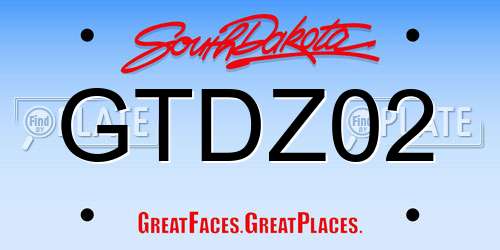 GTDZ02 South Dakota License Plate