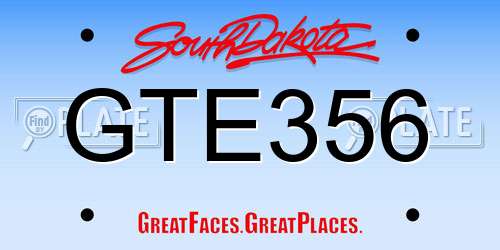 GTE356 South Dakota License Plate