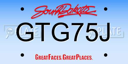 GTG75J South Dakota License Plate